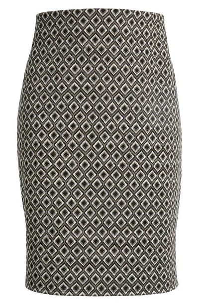 Shop Leota Midi Pencil Skirt In Diamond Mosaic Black/ Gold