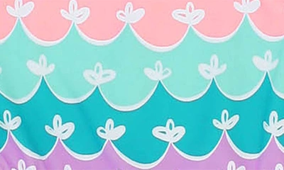 Rufflebutts Mermaid One-shoulder One-piece Swimsuit & Headband Set In Blue