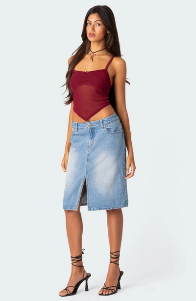 Edikted Women's Cressida Sheer Mesh Tank Top In Burgundy