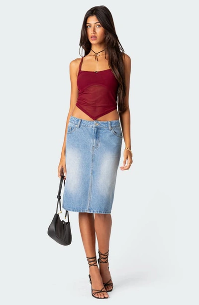 Edikted Women's Cressida Sheer Mesh Tank Top In Burgundy