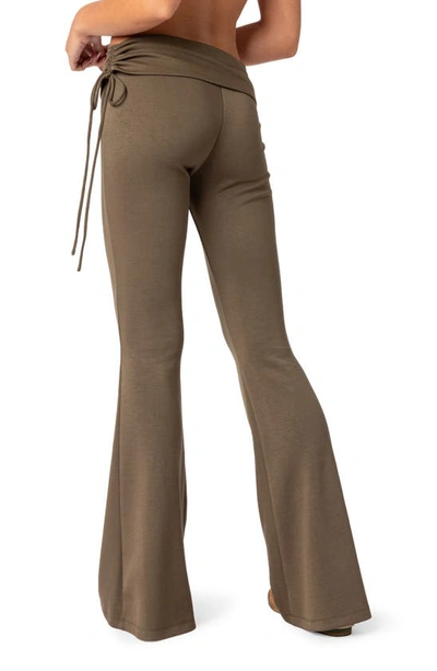 Edikted Foldover Waist Flare Leggings In Olive