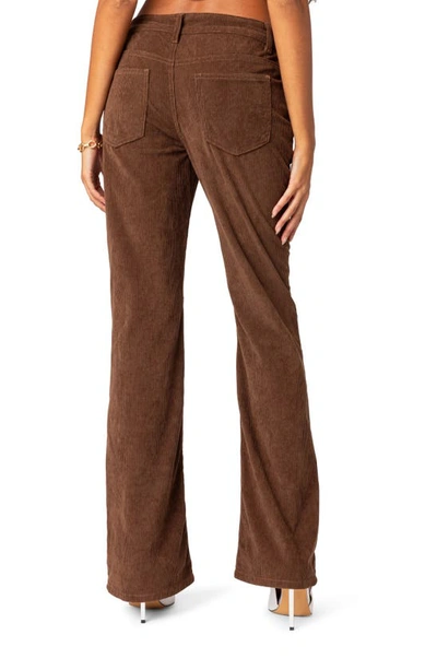 Shop Edikted Corduroy Bootcut Pants In Brown