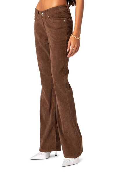 Shop Edikted Corduroy Bootcut Pants In Brown