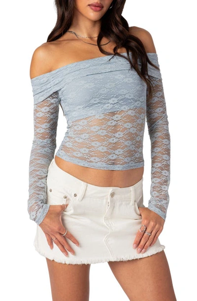 EDIKTED EDIKTED ELYSIA FOLDOVER LACE OFF THE SHOULDER CROP TOP 