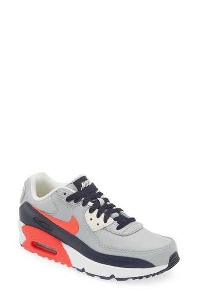 Shop Nike Kids' Air Max 90 Sneaker In Smoke Grey/ Bright Crimson