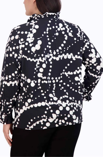 Shop Foxcroft Mia Pearly Print Jersey Shirt In Black/ White