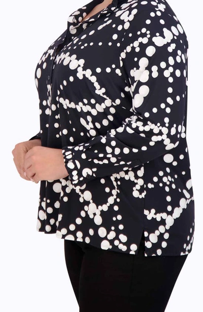 Shop Foxcroft Mia Pearly Print Jersey Shirt In Black/ White