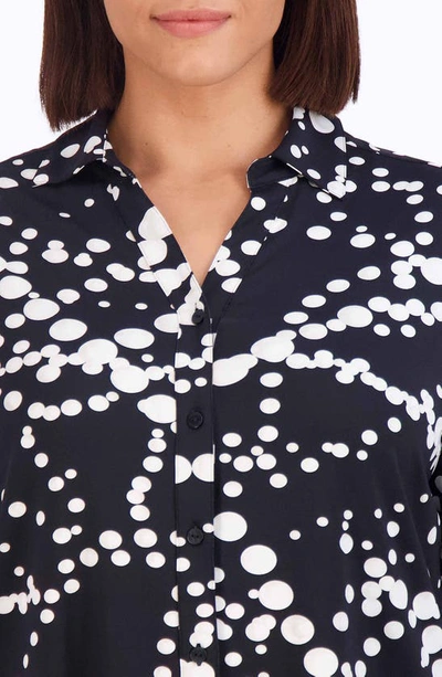 Shop Foxcroft Mary Print Button-up Shirt In Black/ White
