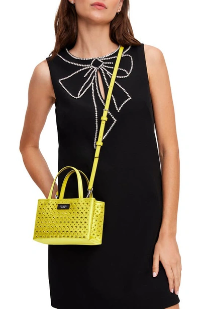 Shop Kate Spade Sam Icon Crystal Embellished Crossbody Bag In Chartreuse.