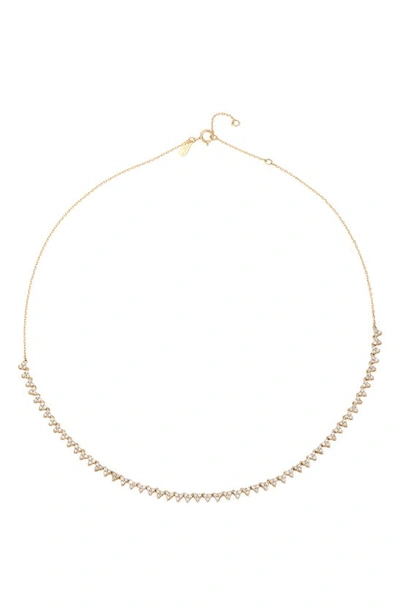 Shop Adina Reyter Diamond Cluster Half Riviera Necklace In Yellow Gold
