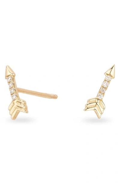 Shop Adina Reyter Arrow Diamond Pavé Stud Earrings In Yellow Gold