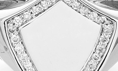 Shop Adina Reyter Pavé Diamond Shield Signet Ring In Sterling Silver