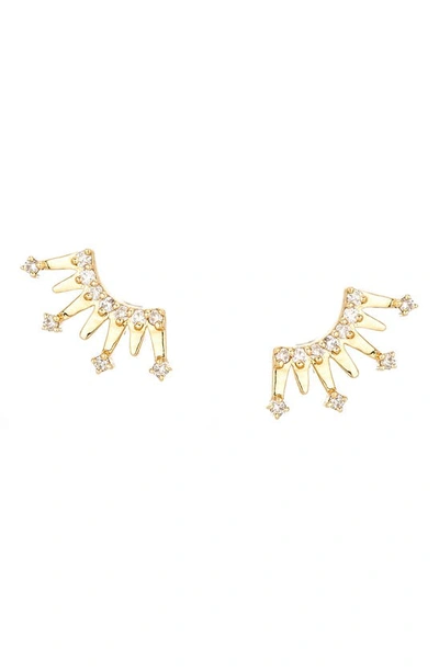 Shop Adina Reyter Crown Post Earrings In Yellow Gold