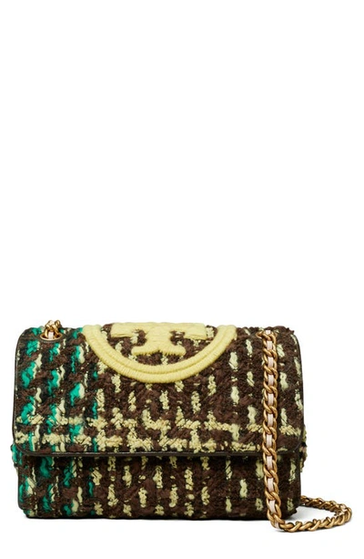 Shop Tory Burch Small Fleming Tweed Wool Blend Convertible Shoulder Bag In Multi Brown