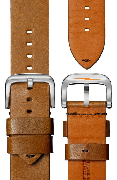 Shop Shinola The Runwell Leather Strap Watch, 47mm In Black/ Bourbon Leather