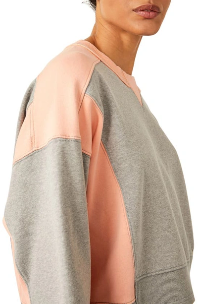Shop Fp Movement Intercept Colorblock Sweatshirt In Heather Grey Melon