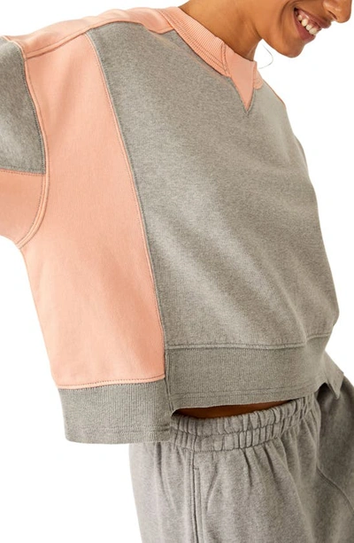 Shop Fp Movement Intercept Colorblock Sweatshirt In Heather Grey Melon