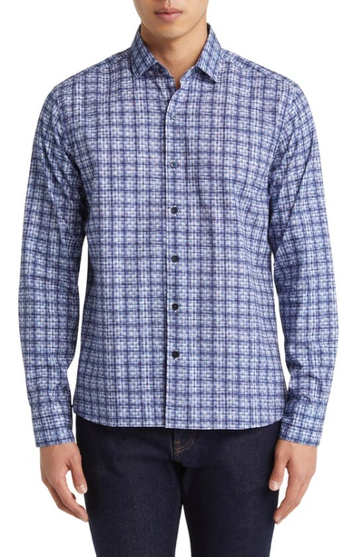 Shop Robert Barakett Oxnam Plaid & Dot Cotton Button-up Shirt In Navy