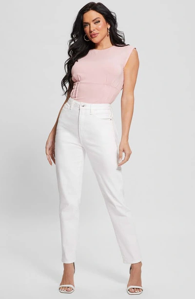 Guess Karmen Corset Detail Organic Cotton Blend T-shirt In Pink