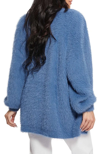 Guess Sahar Oversize Fuzzy Cardigan In Blue | ModeSens