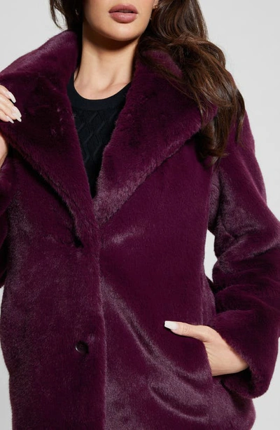Shop Guess Corinne Faux Fur Coat In Purple