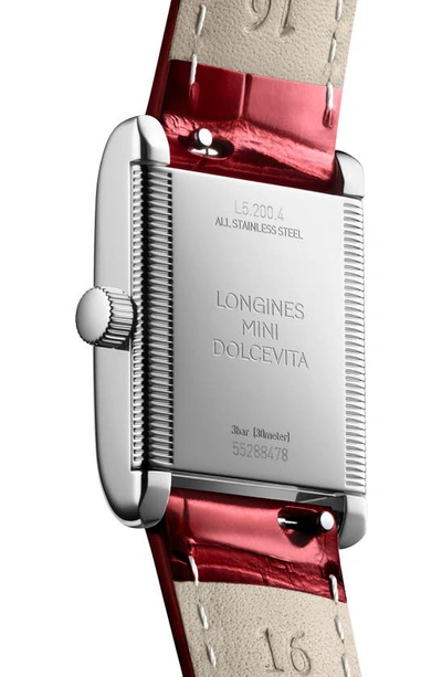 Shop Longines Dolcevita Ii Automatic Leather Strap Watch, 29mm X 21.5mm In Red