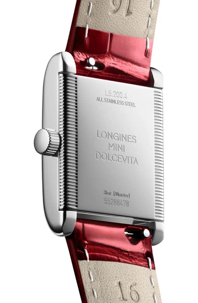 Longines Women's Swiss Mini Dolcevita Red Strap Watch 22x29mm In Red