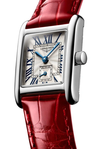 Shop Longines Dolcevita Ii Automatic Leather Strap Watch, 29mm X 21.5mm In Red