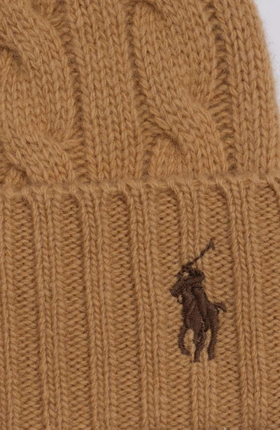 Shop Polo Ralph Lauren Classic Cable Beanie  In Classic Camel