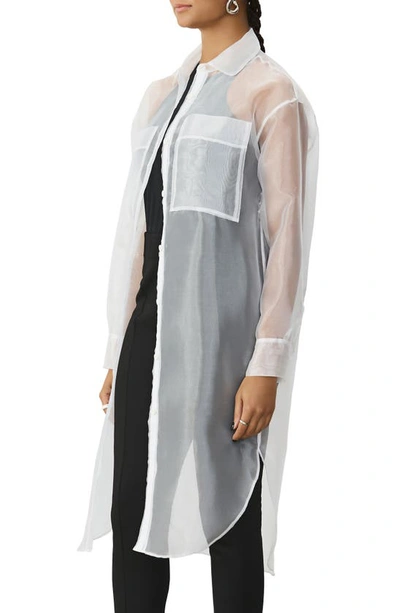 Shop Gstq Sheer Button-up Tunic In White