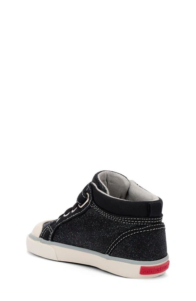 Shop See Kai Run Peyton High Top Sneaker In Black Glitter Leather