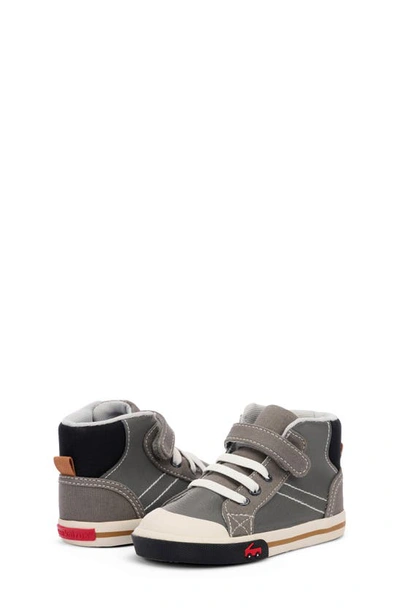 Shop See Kai Run Dane High Top Sneaker In Gray Leather