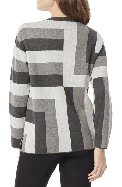 Shop Jones New York Geo Jacquard Cotton Blend Sweater Tunic In Heather Grey Mult