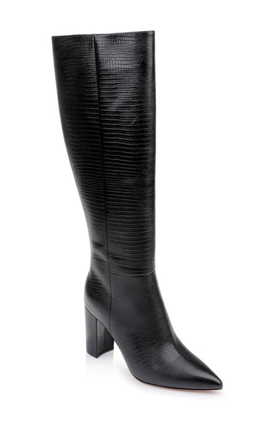 Shop L Agence Christiane Ii Reptile Embossed Knee High Boot In Black