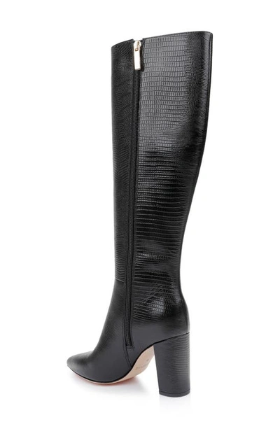 Shop L Agence Christiane Ii Reptile Embossed Knee High Boot In Black