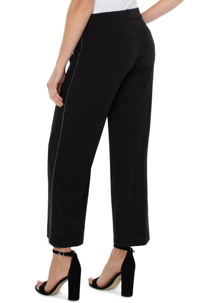 Shop Liverpool Los Angeles Chain Trim Ankle Wide Leg Stretch Crepe Trousers In Black