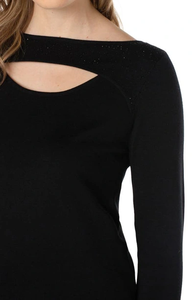 Shop Liverpool Los Angeles Rhinestone Detail Cutout Sweater In Black