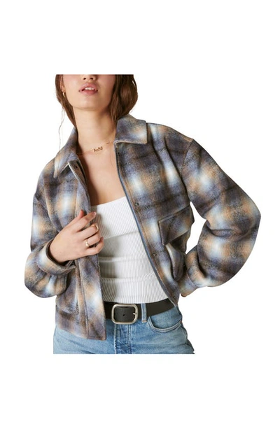 Shop Lucky Brand Plaid Crop Jacket In Blue Multi Plaid