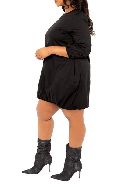 Shop Buxom Couture Bubble Hem Cotton Blend Poplin Dress In Black