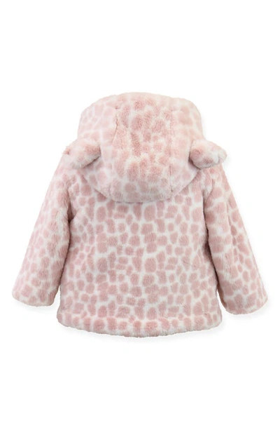 Shop Widgeon Giraffe Print Faux Fur Hooded Jacket In Pink Giraffe