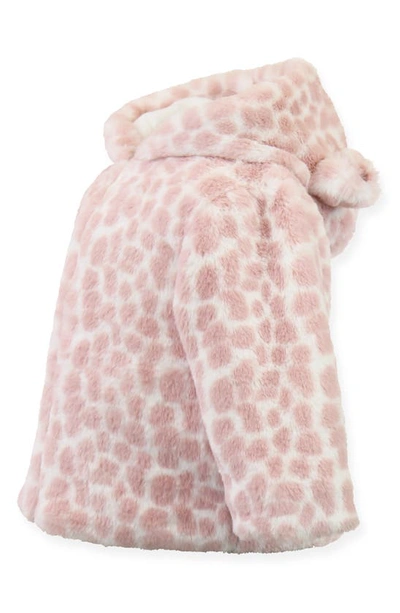 Shop Widgeon Giraffe Print Faux Fur Hooded Jacket In Pink Giraffe