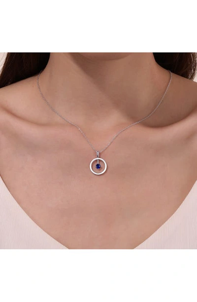 Shop Lafonn Simulated Diamond Lab-created Birthstone Reversible Pendant Necklace In Blue/ September