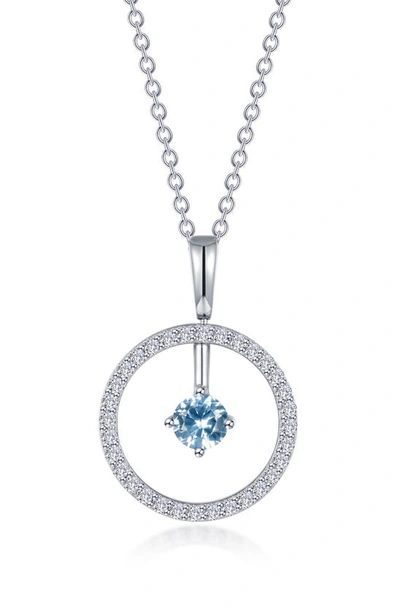 Shop Lafonn Simulated Diamond Lab-created Birthstone Reversible Pendant Necklace In Aqua/ March