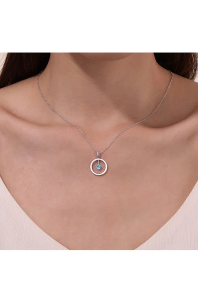 Shop Lafonn Simulated Diamond Lab-created Birthstone Reversible Pendant Necklace In Aqua/ March