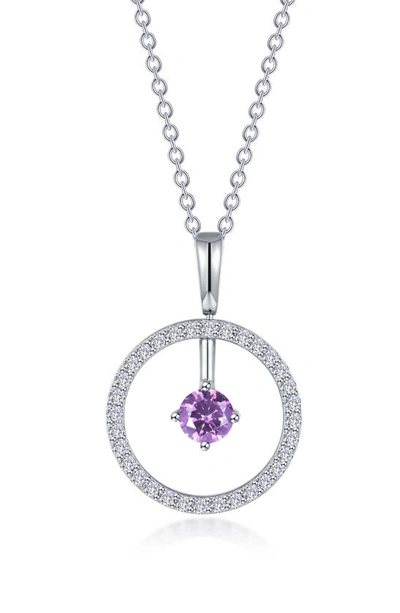 Shop Lafonn Simulated Diamond Lab-created Birthstone Reversible Pendant Necklace In Purple/ June