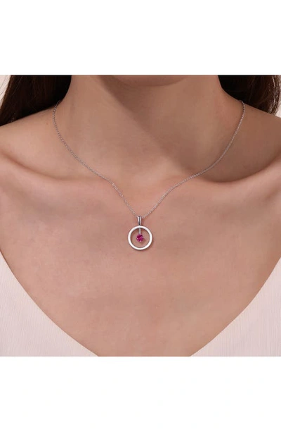 Shop Lafonn Simulated Diamond Lab-created Birthstone Reversible Pendant Necklace In Red/ July