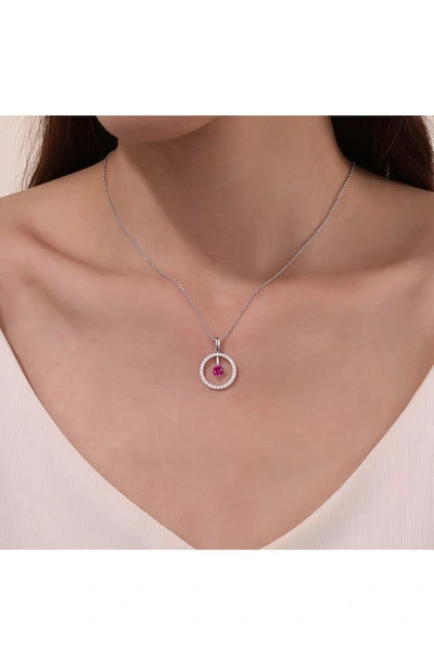 Shop Lafonn Simulated Diamond Lab-created Birthstone Reversible Pendant Necklace In Red/ July