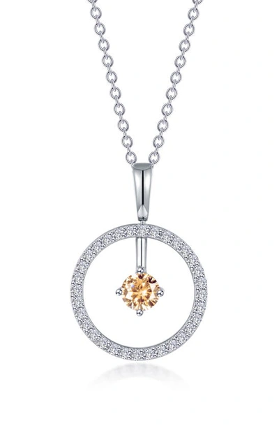Shop Lafonn Simulated Diamond Lab-created Birthstone Reversible Pendant Necklace In Yellow/ November