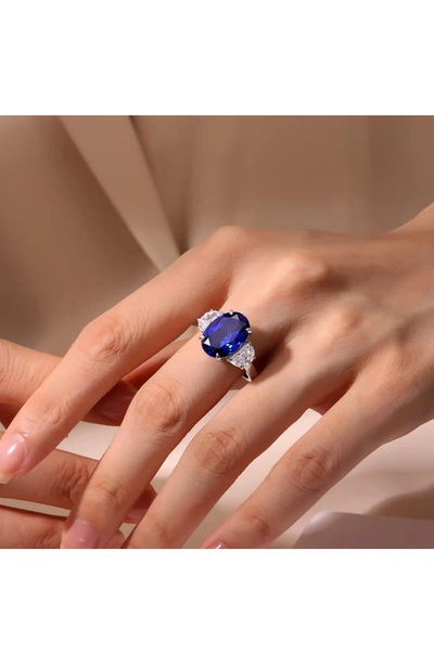Lafonn Fancy Lab Created Sapphire & Simulated Diamond Ring In Blue