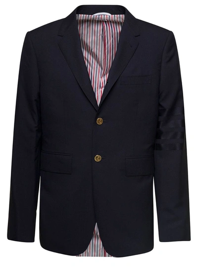 Shop Thom Browne Fit 1 Sb S/c (classic) In Engineered 4 Bar Plain Weave Suiting In Blu